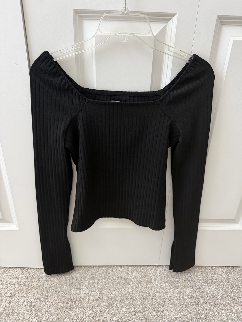 Madewell Ribbed Square-Neck Long-Sleeve Minimalist top